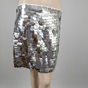 ​H&M Silver Oversized Paillette Sequin Mini Skirt - NWT - Size 14